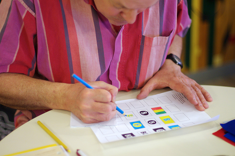 Man sketches flag designs