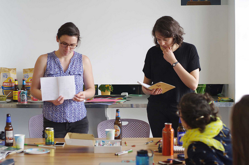 A member presents her ideas to the group