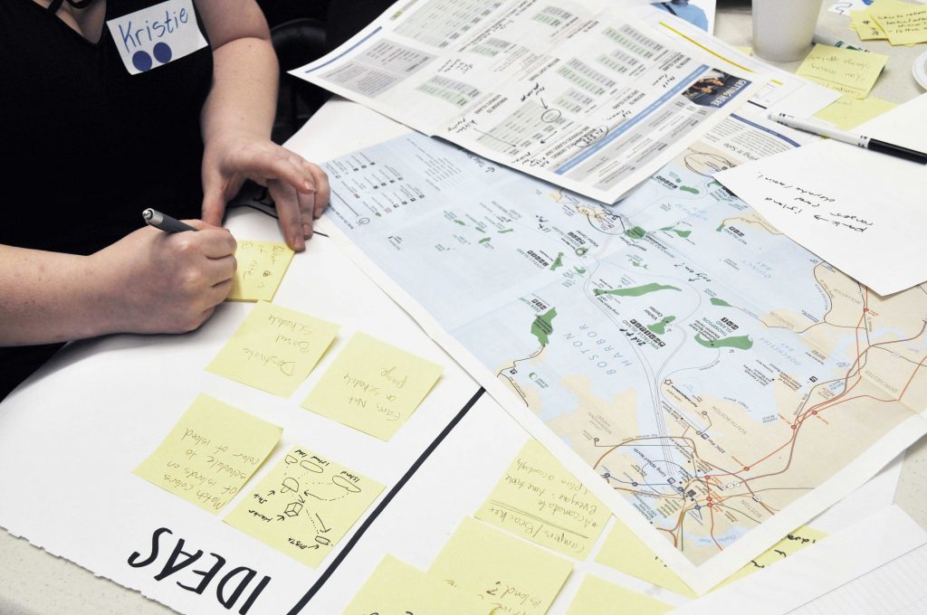 Close up of makes and sketches of possible schedule solutions
