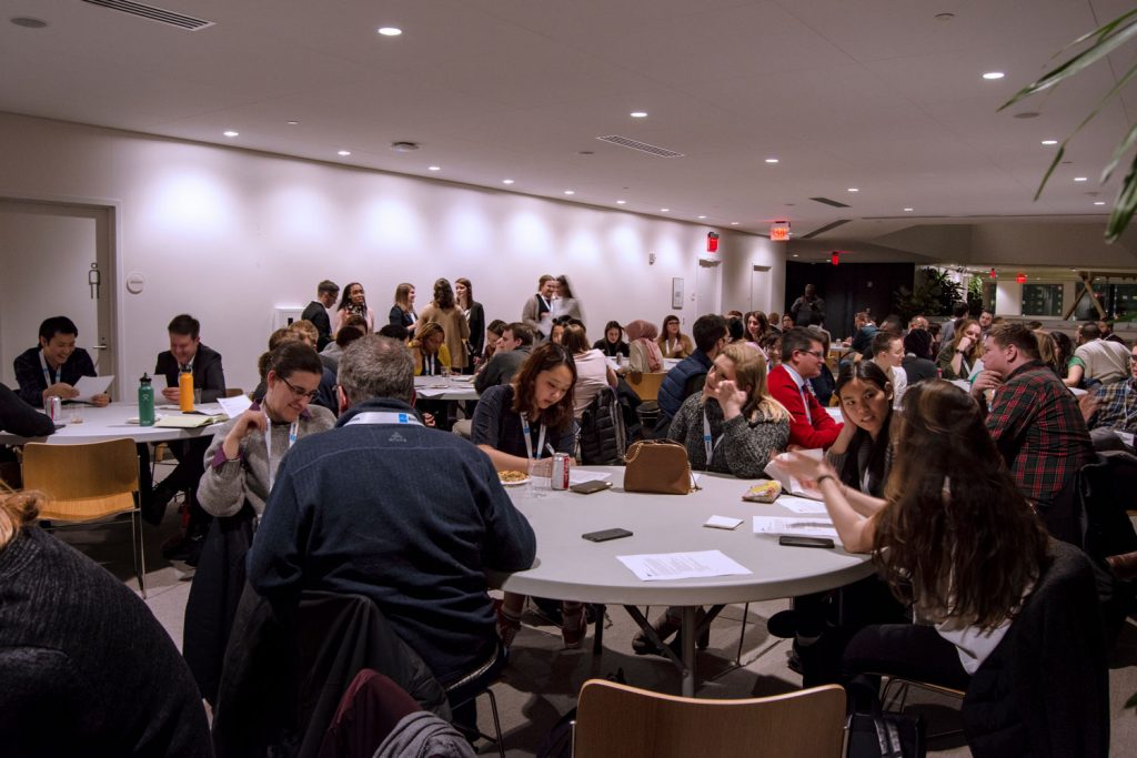 Wide shot of the audience